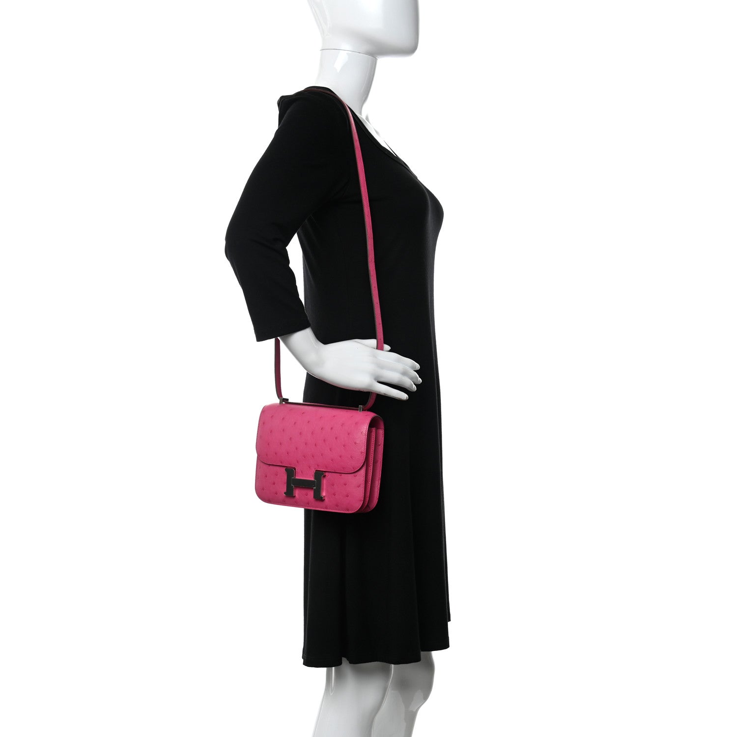 Hermes Ostrich Constance 18 Rose Tyrien 2 of 11
