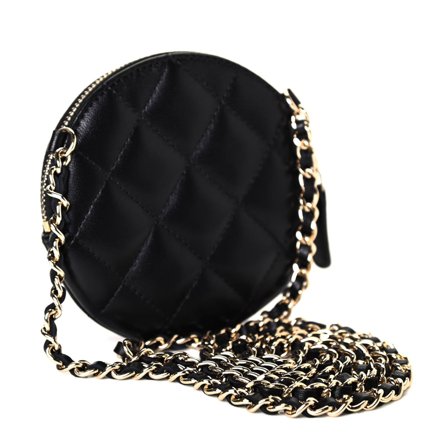 Lambskin Mini Camellia Bouquet Clutch With Chain Black