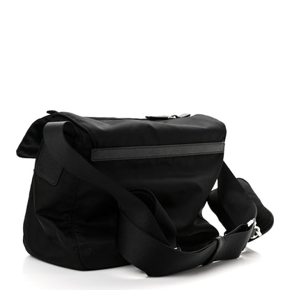 Prada Re-Nylon Vela Saffiano Pocket Double Buckle Messenger Shoulder Bag Black 2 of 8