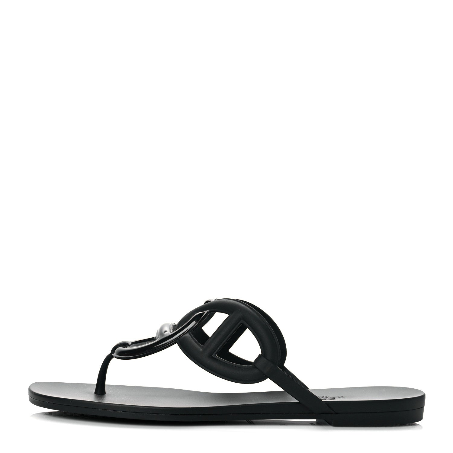 Hermes Rubber Womens Egerie Sandals 40 Black 1 of 8