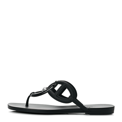 Hermes Rubber Womens Egerie Sandals 40 Black 1 of 8