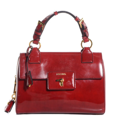 Prada Spazzolato Calfskin Top Handle Tote Scarlatto Fume 1 of 11