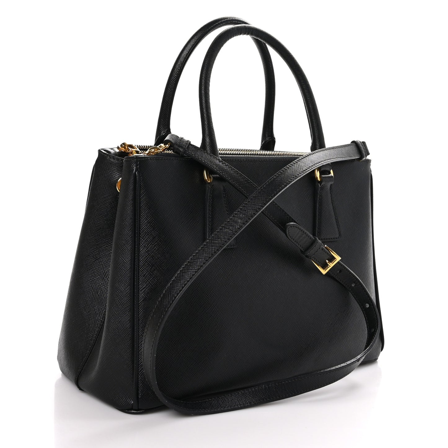 Saffiano Small Galleria Double Zip Tote Black
