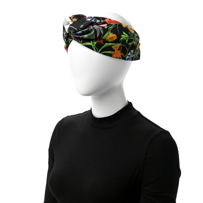 Gucci Silk Monogram Flora Print Headband M Black 2 of 11