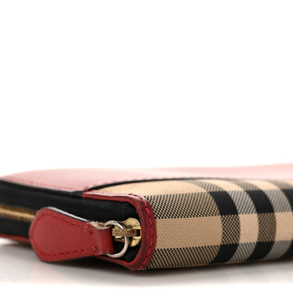 Burberry Haymarket Check Leather Zip Around Wallet Red 6 of 11