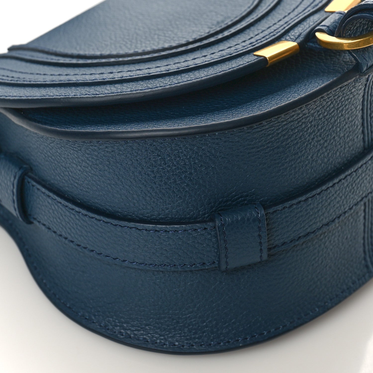 Chloe Grained Calfskin Small Marcie Saddle Bag Navy 7 of 8