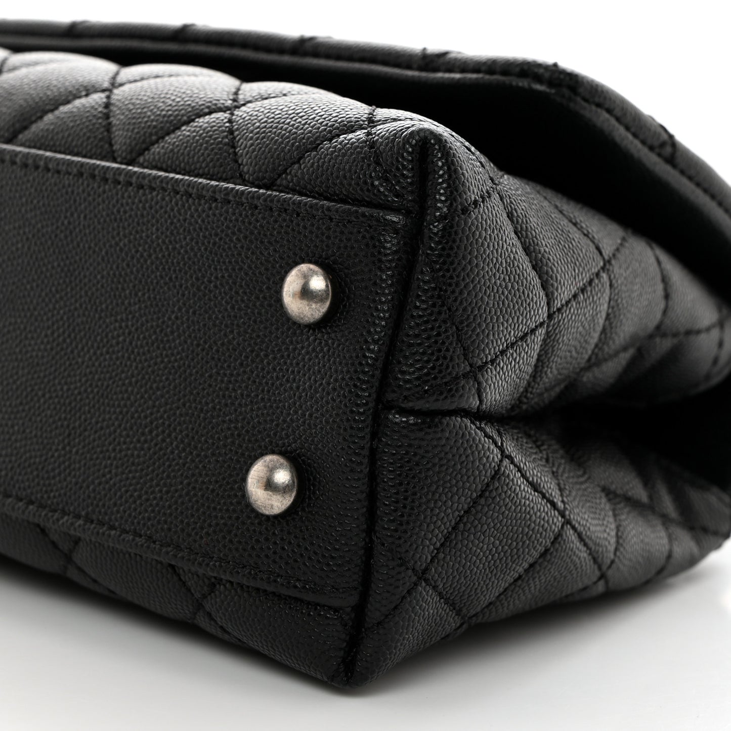 Caviar Lizard Quilted Mini Coco Handle Flap Black