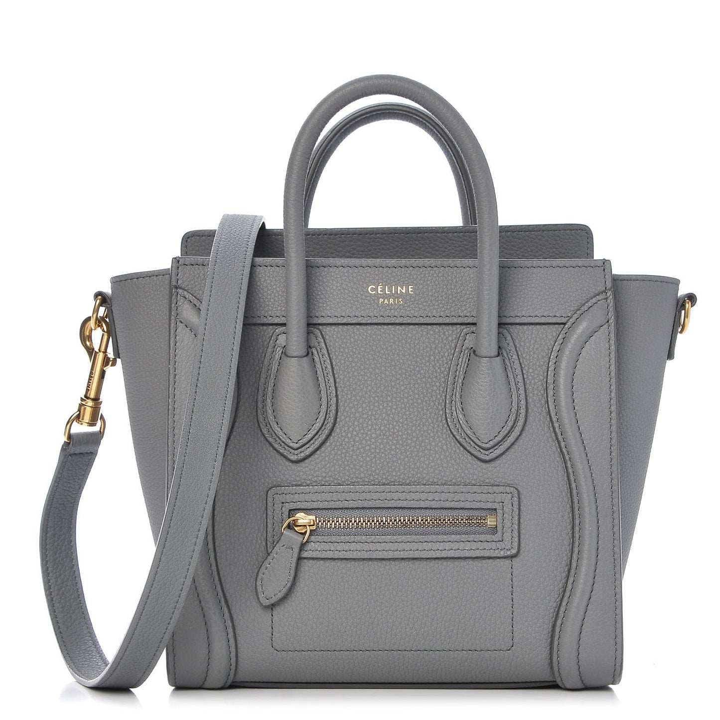 Drummed Calfskin Nano Luggage Kohl
