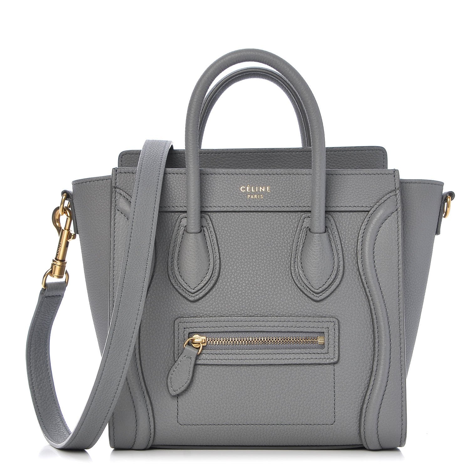 Celine Drummed Calfskin Nano Luggage Kohl 1 of 7