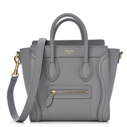 Celine Drummed Calfskin Nano Luggage Kohl 1 of 7