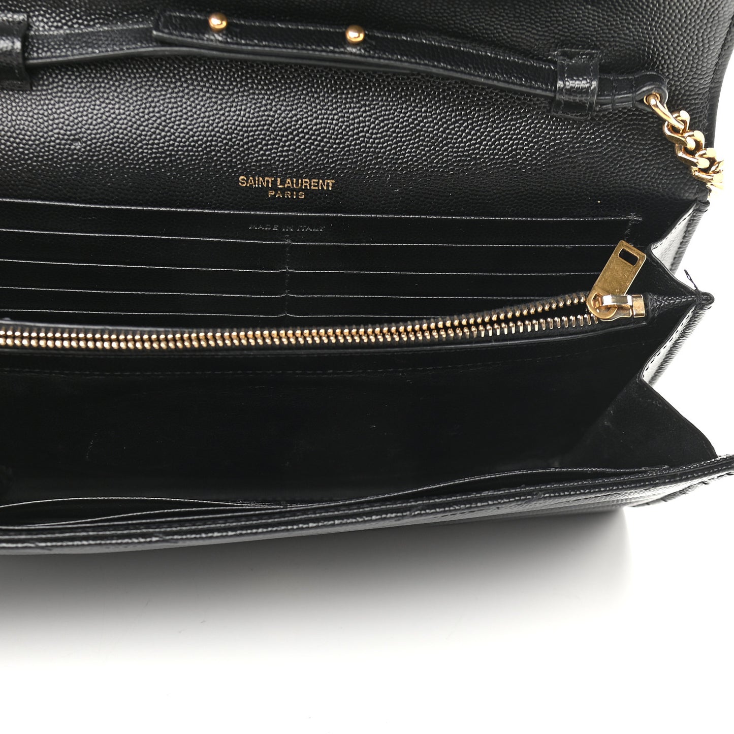 Grain De Poudre Matelasse Chevron Monogram Chain Wallet Black
