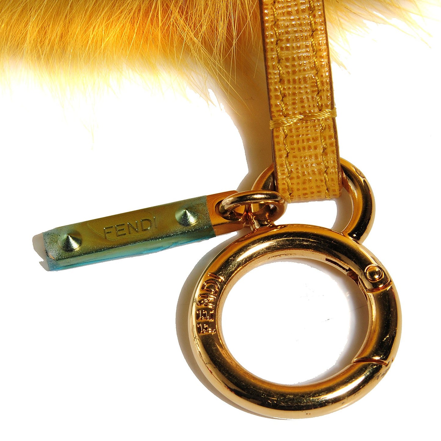 Fox Fur Pom Pom Bag Charm Yellow