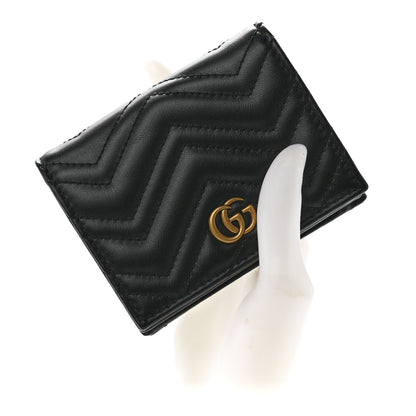 Gucci Calfskin Matelasse GG Marmont Card Case Wallet Black 2 of 12