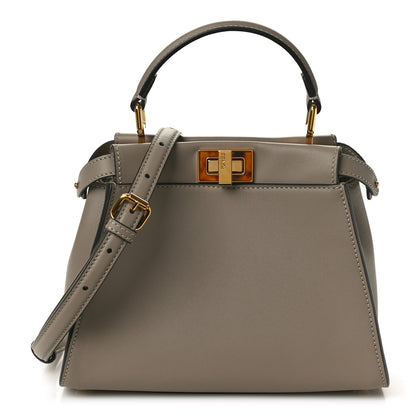 Fendi Vitello Seta Shiny Nappa Plexiglass Tortoise Mini Peekaboo Iconic Satchel Tortora 1 of 10