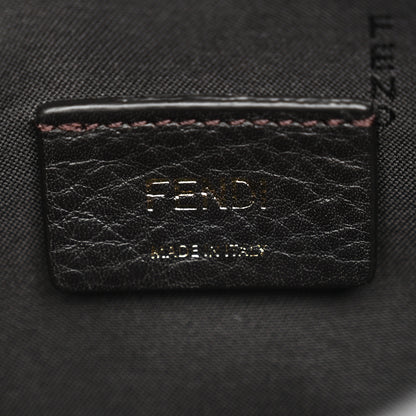 Fendi Glazed Fabric Vitello Century FF 1974 Stamp Patch Mini Camera Case Mogano Panna Black 7 of 10