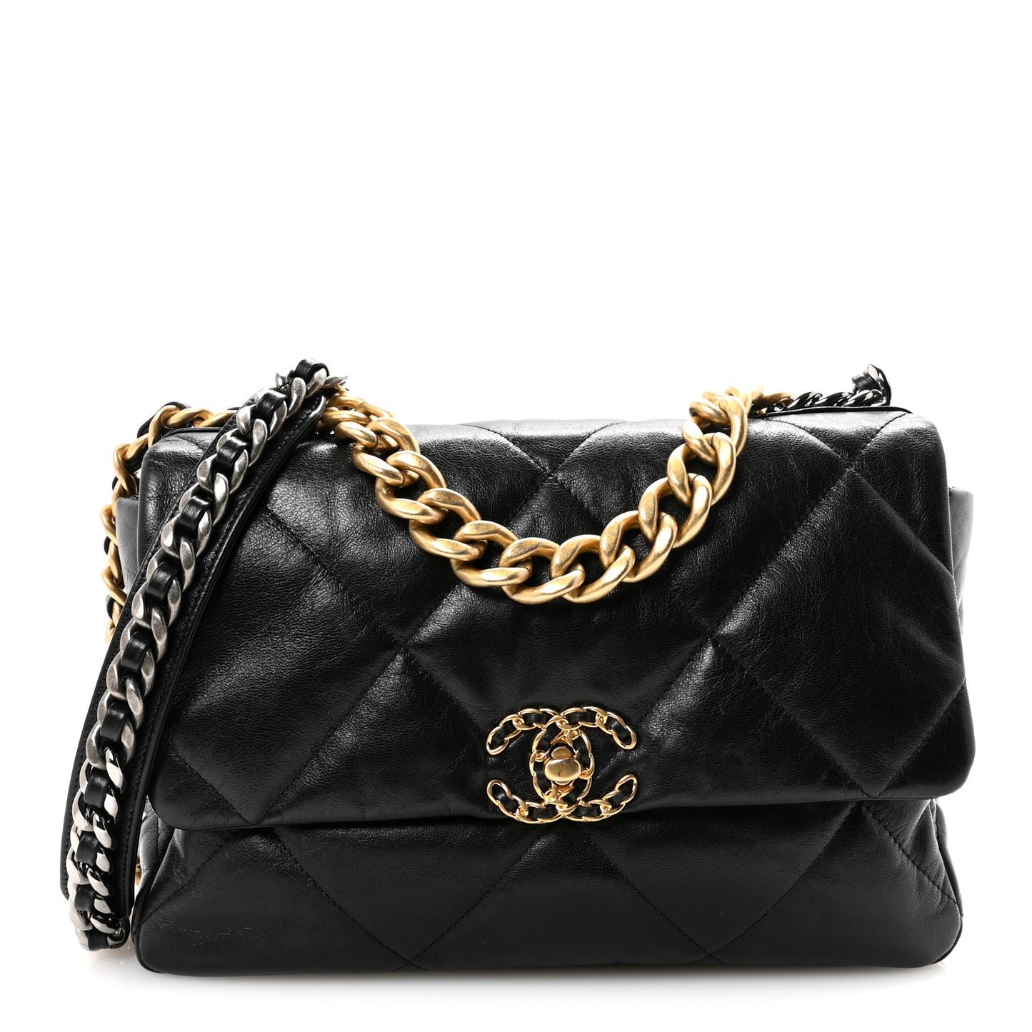 Goatskin Quilted Large Chanel 19 Flap Black