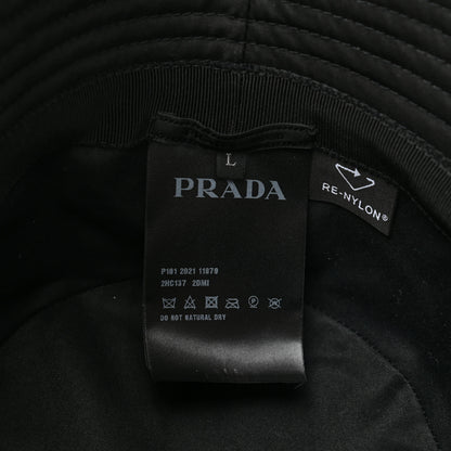 Prada Re-Nylon Metal Triangle Logo Mens Bucket Hat L Black 8 of 8