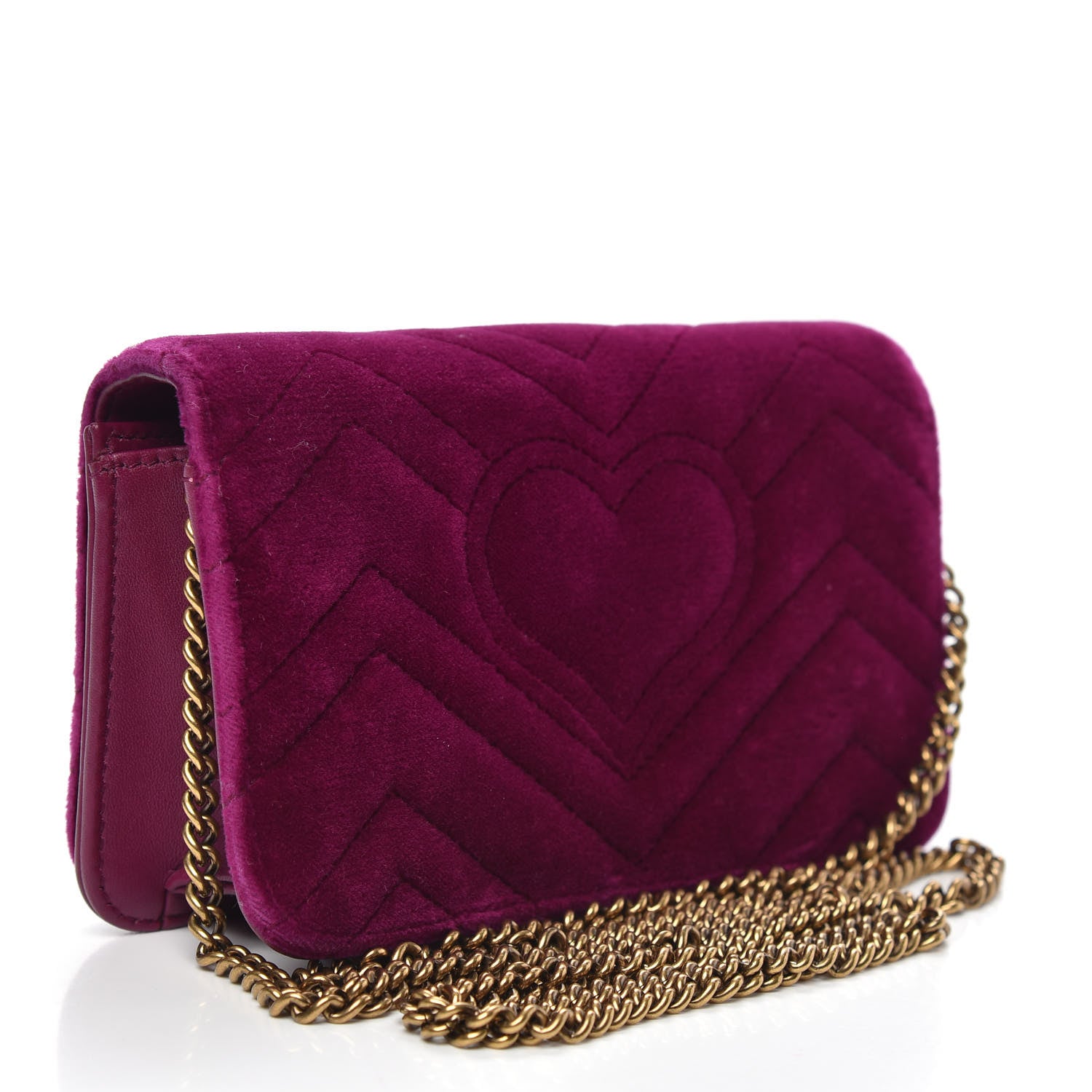 Gucci Velvet Matelasse GG Marmont Mini Bag Fuchsia Violet Cyclamen 3 of 14