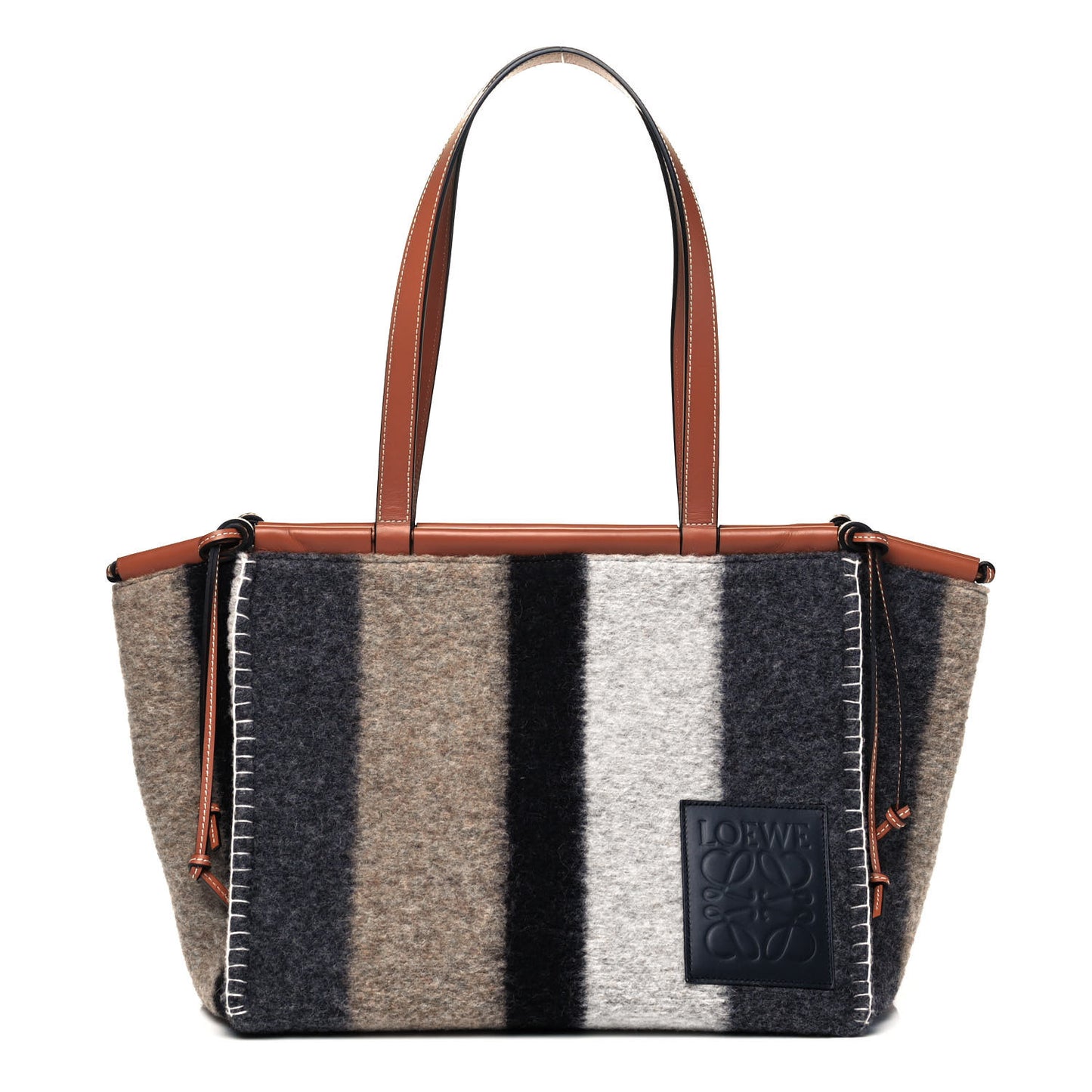 Wool Stripes Cushion Tote Grey Black