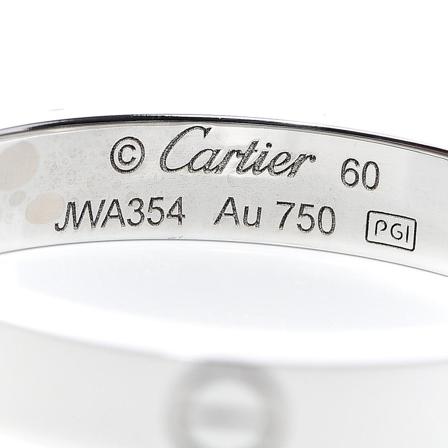 18K White Gold 3.5mm LOVE Wedding Band Ring 60 9.25
