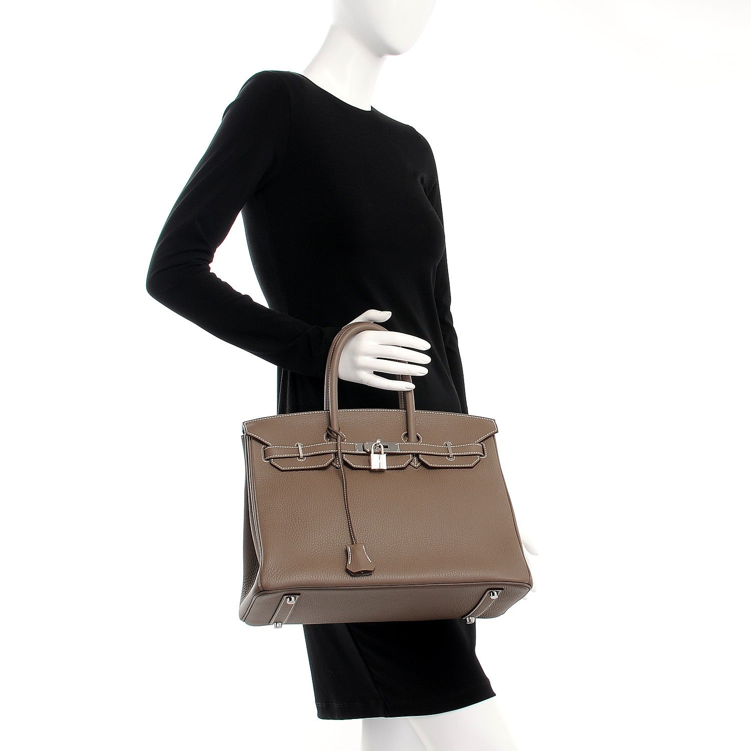 Hermes Taurillon Clemence Birkin 35 Etoupe 2 of 29