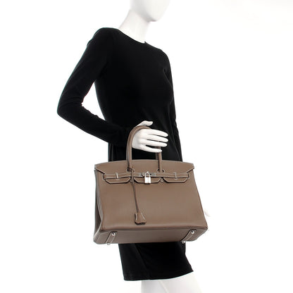 Hermes Taurillon Clemence Birkin 35 Etoupe 2 of 29