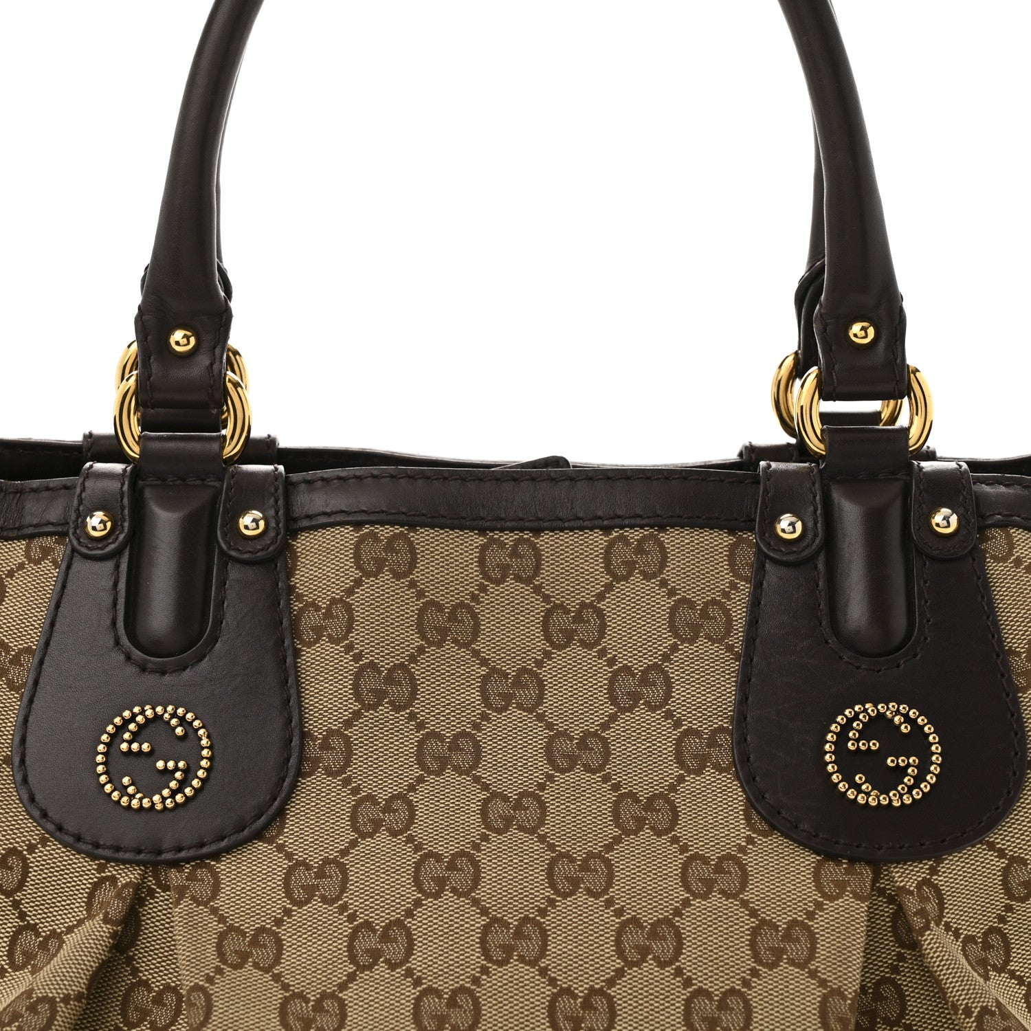 Gucci Monogram Medium Scarlett Studded Tote Dark Brown 8 of 14