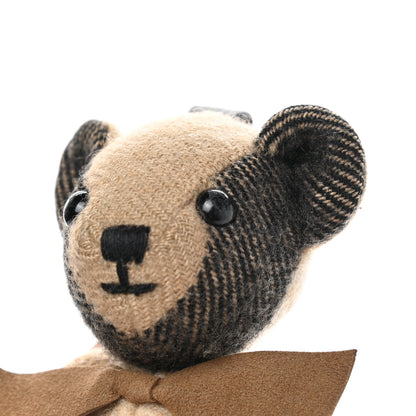 Burberry Cashmere Calfskin Thomas Bow Tie Teddy Bear Keychain Charm Archive Beige 4 of 6