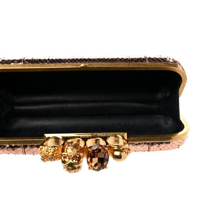 Alexander McQueen Snakeskin Knuckle Box Clutch Rose Gold 5 of 12