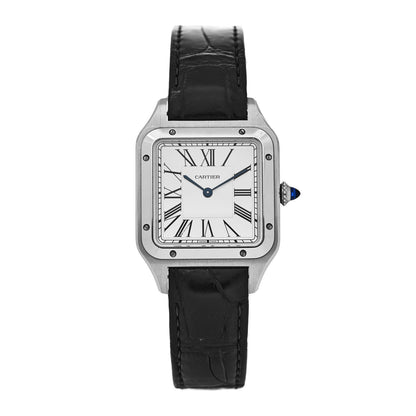 Cartier Stainless Steel Alligator 31.4mm Santos Dumont Quartz Watch 1 of 5