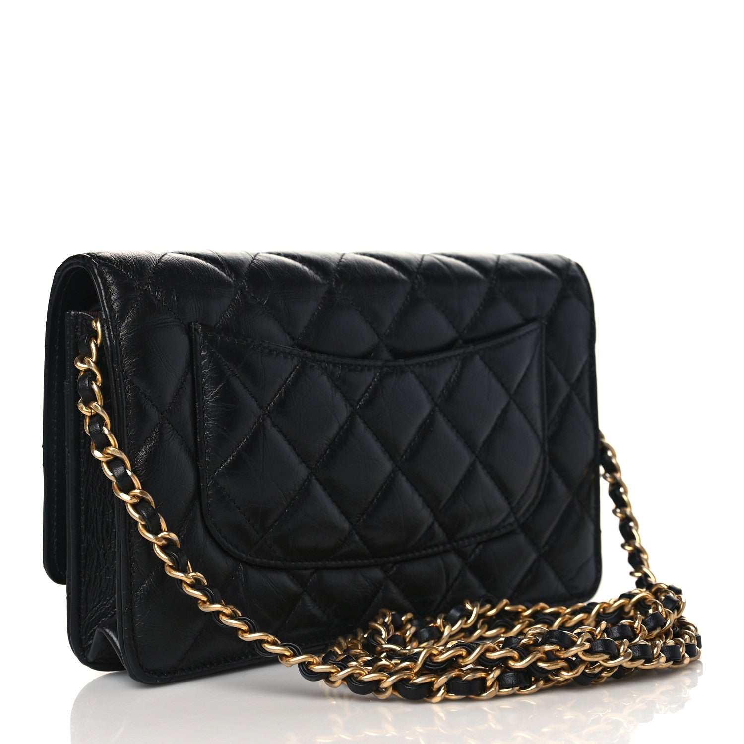 Chanel Aged Calfskin Quilted Lucky Charms 2.55 Reissue Wallet On Chain WOC Black 3 of 11