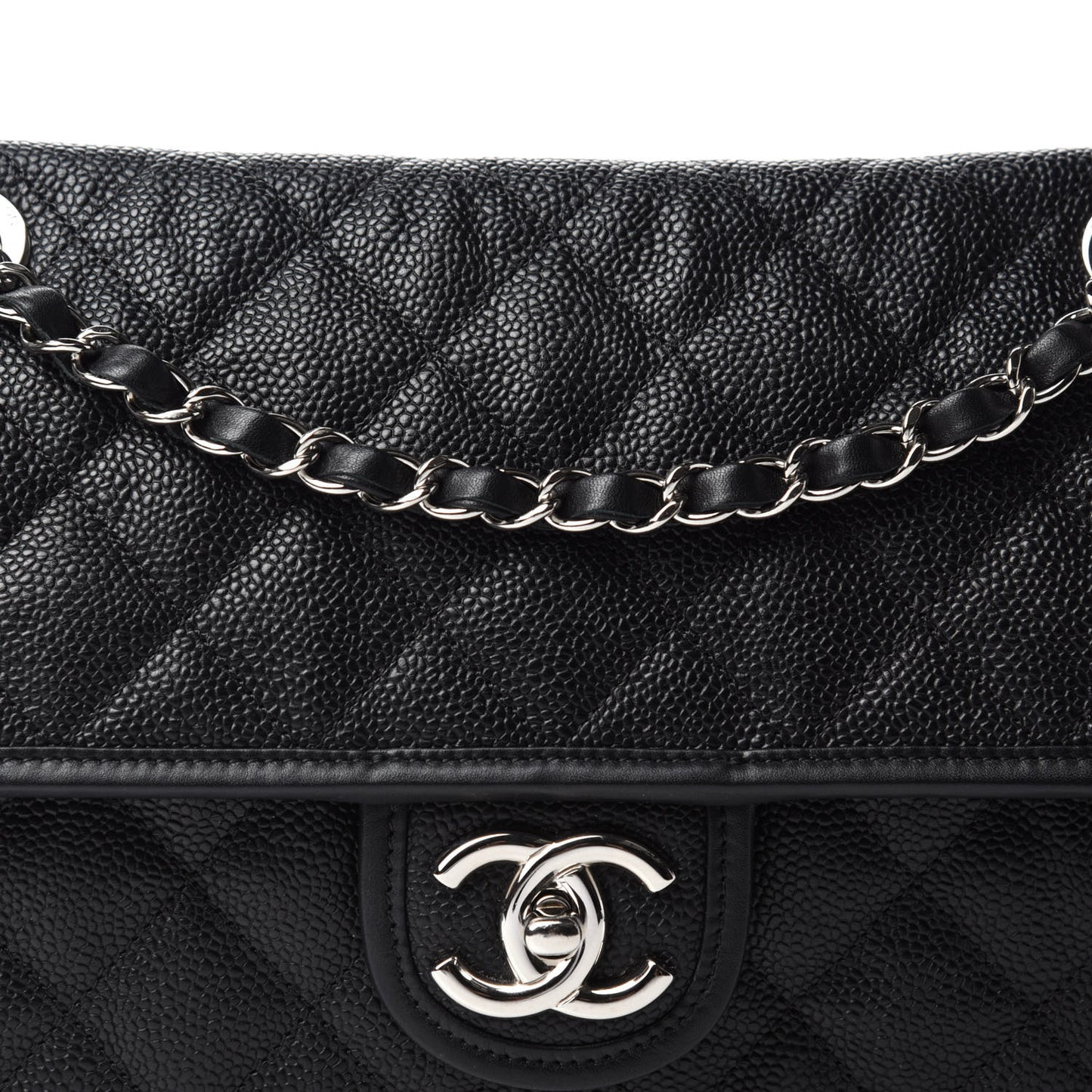 Caviar Quilted Medium French Riviera Flap Black