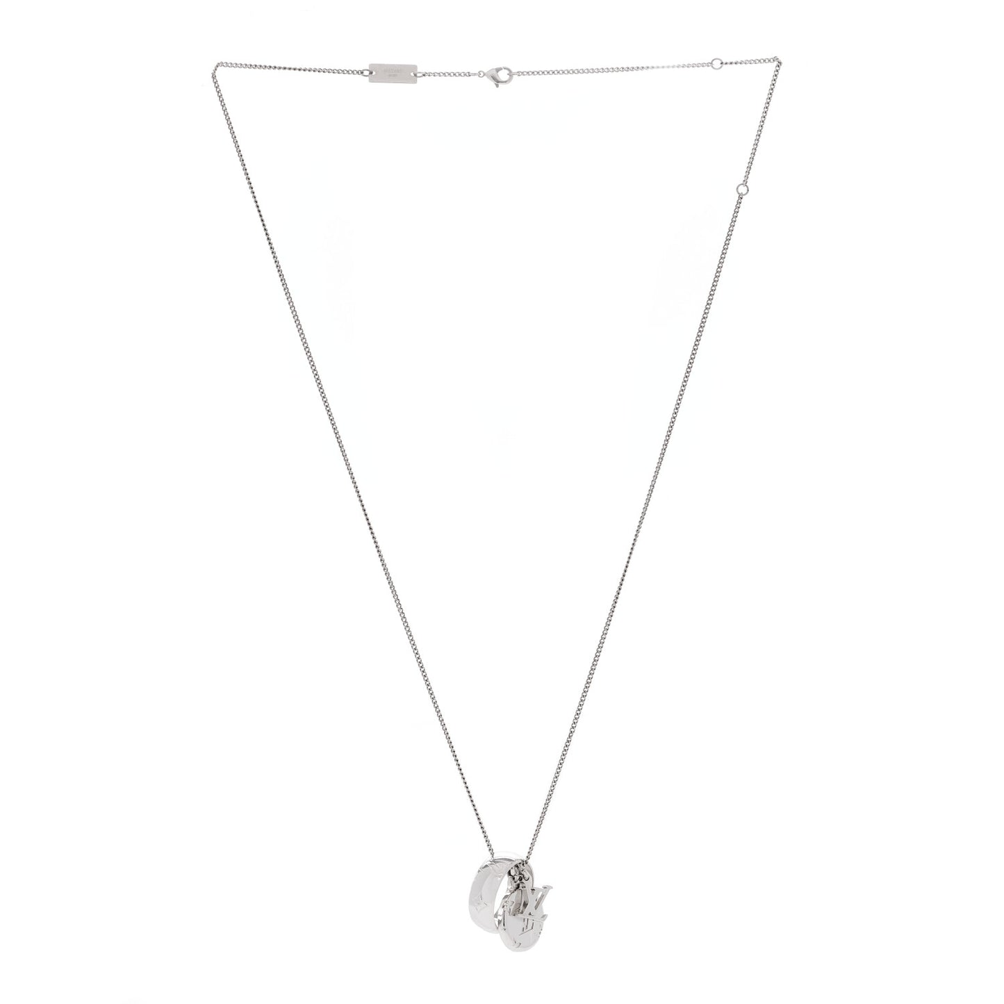 Zamac Palladium Monogram Charms Necklace Silver