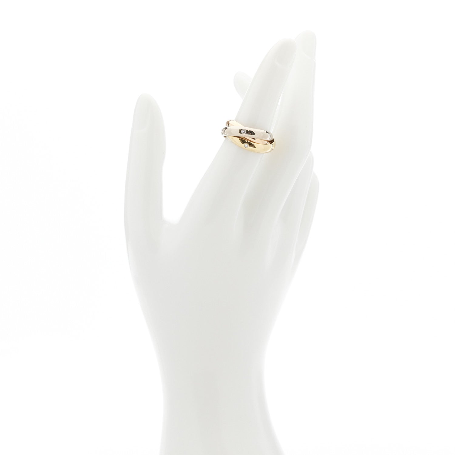 Cartier 18K Pink Yellow White Gold Diamond Trinity Ring 50 5.25 3 of 13