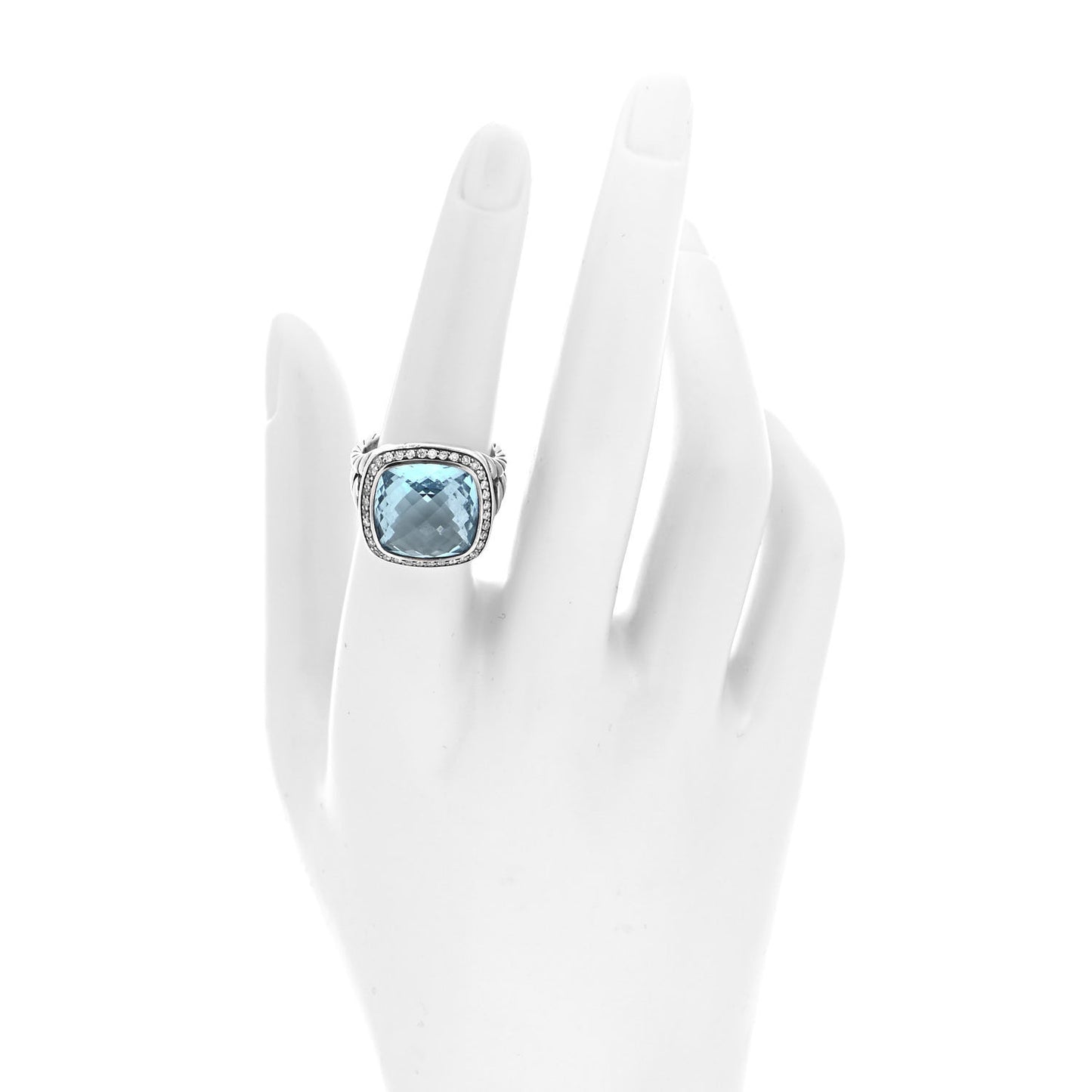 Sterling Silver Diamond Blue Topaz 14mm Albion Ring 54 7