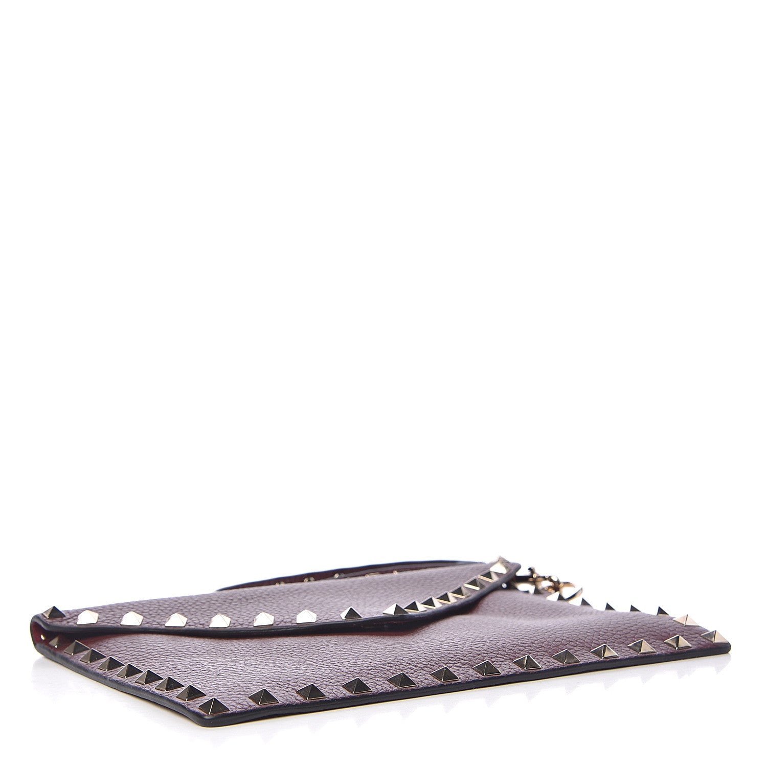 Valentino Garavani Pebbled Calfskin Medium Rockstud Envelope Flat Wristlet Pouch Rubin 4 of 10