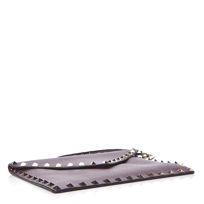 Valentino Garavani Pebbled Calfskin Medium Rockstud Envelope Flat Wristlet Pouch Rubin 4 of 10