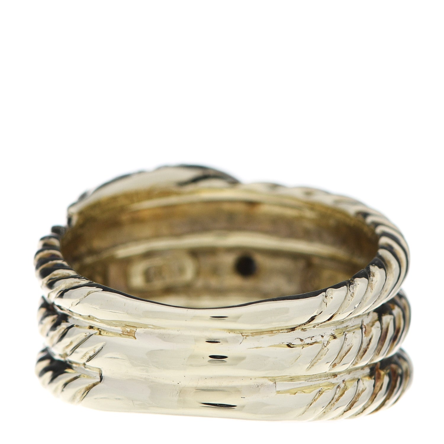 David Yurman 14K Yellow Gold Diamond Three Row Cable Crossover Ring 51 5.75 3 of 5