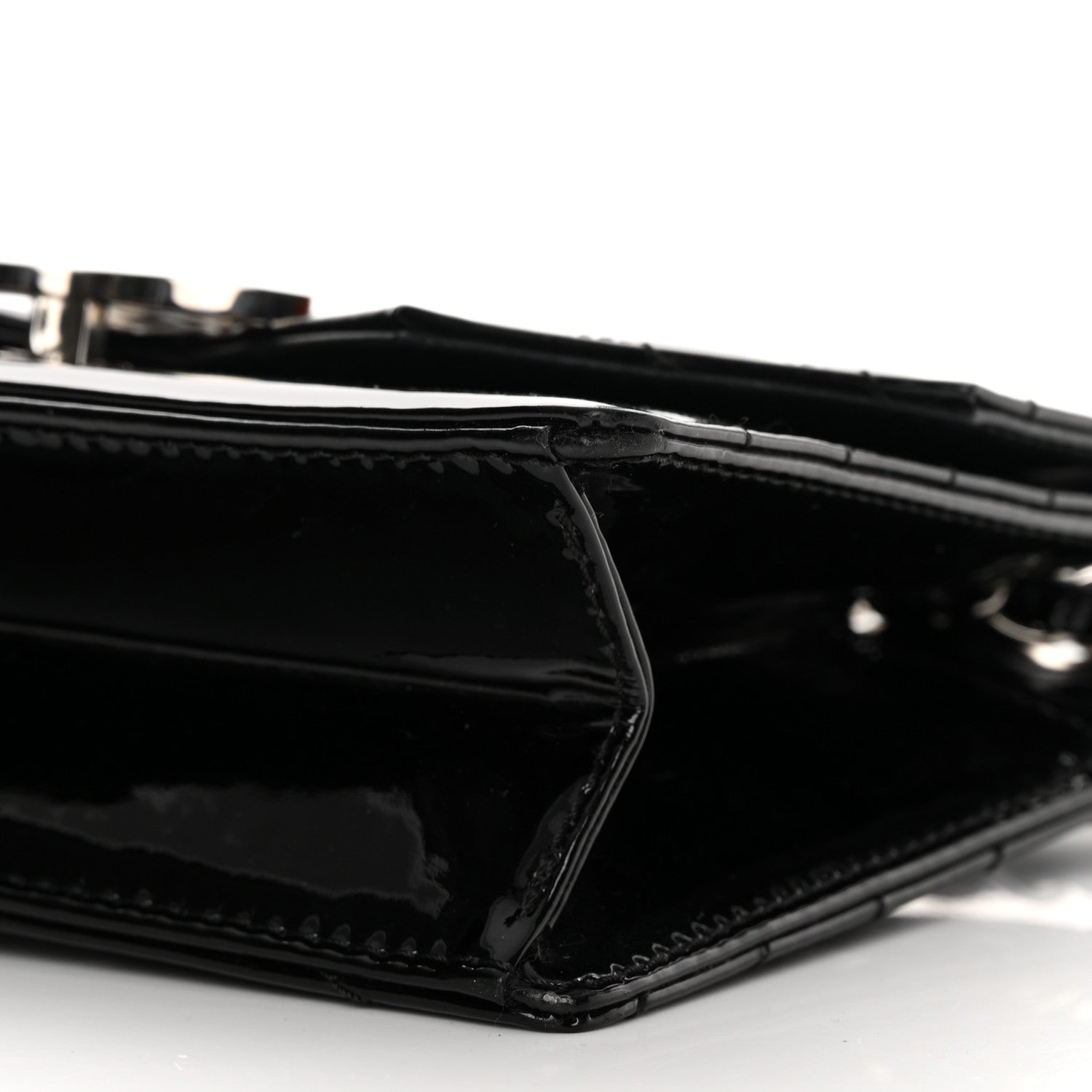 Chanel Patent Quilted Chevron Cutaway Flap Bag Black 9 of 14
