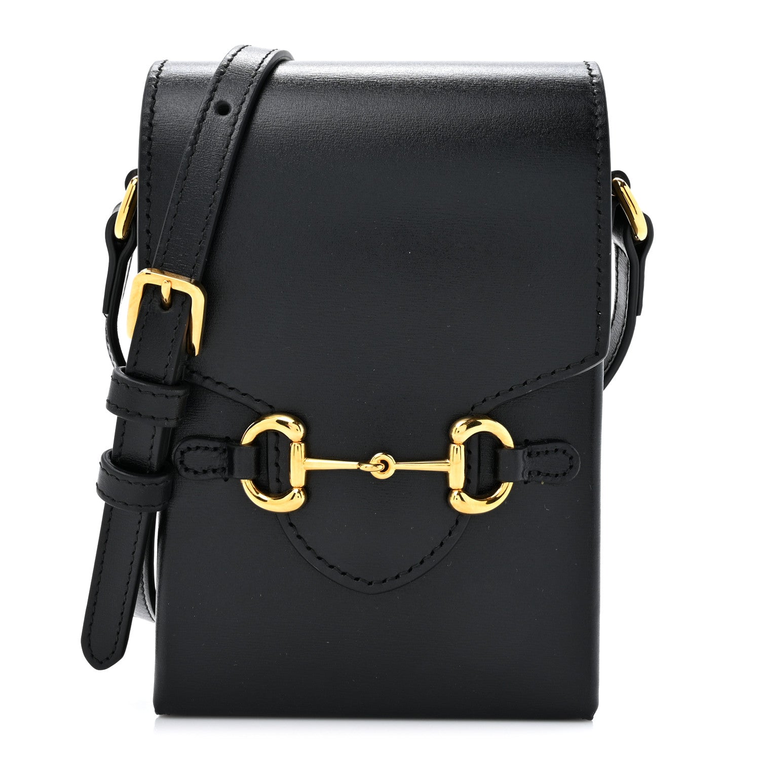 Gucci Boarded Plutone Calfskin Mini Horsebit 1955 Crossbody Bag Black 1 of 10
