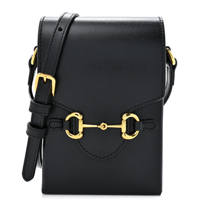 Gucci Boarded Plutone Calfskin Mini Horsebit 1955 Crossbody Bag Black 1 of 10
