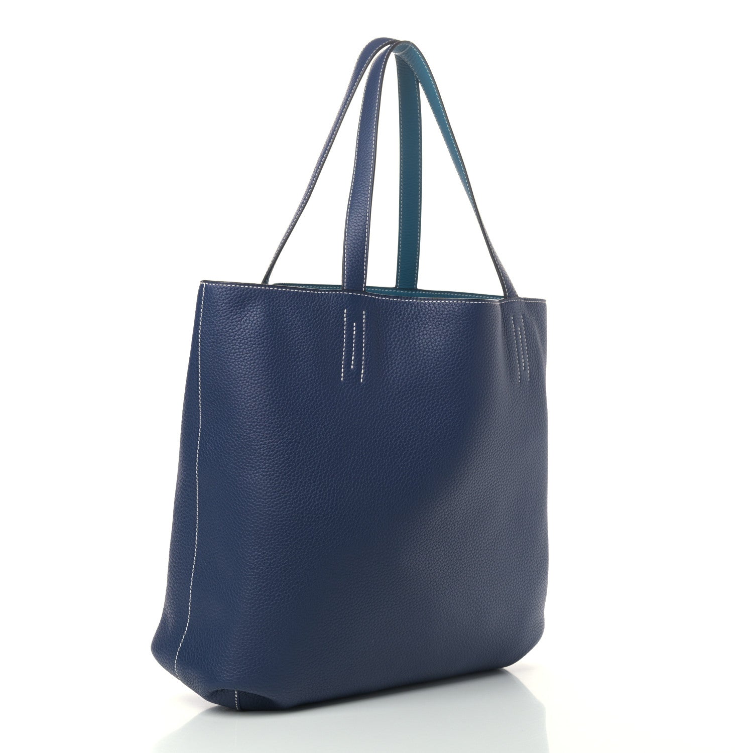 Hermes Taurillon Clemence Double Sens 45 Reversible Tote Bleu Izmir Bleu Saphir 4 of 9