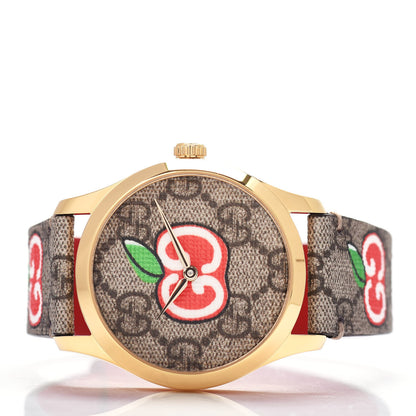 Gucci Stainless Steel Canvas 38mm G-Timeless Chinese Valentine's GG Apple Quartz Watch Brown 2 of 4