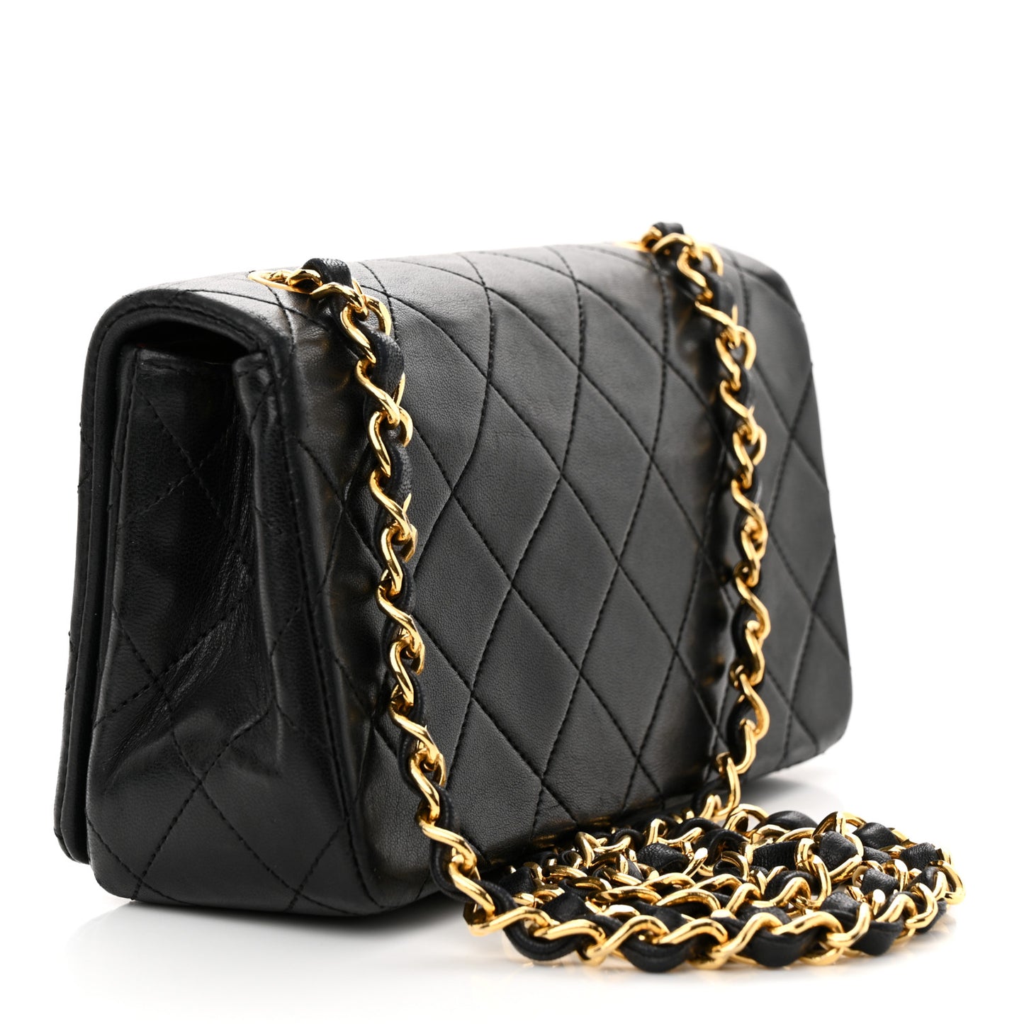 Lambskin Quilted Small Single Flap Black