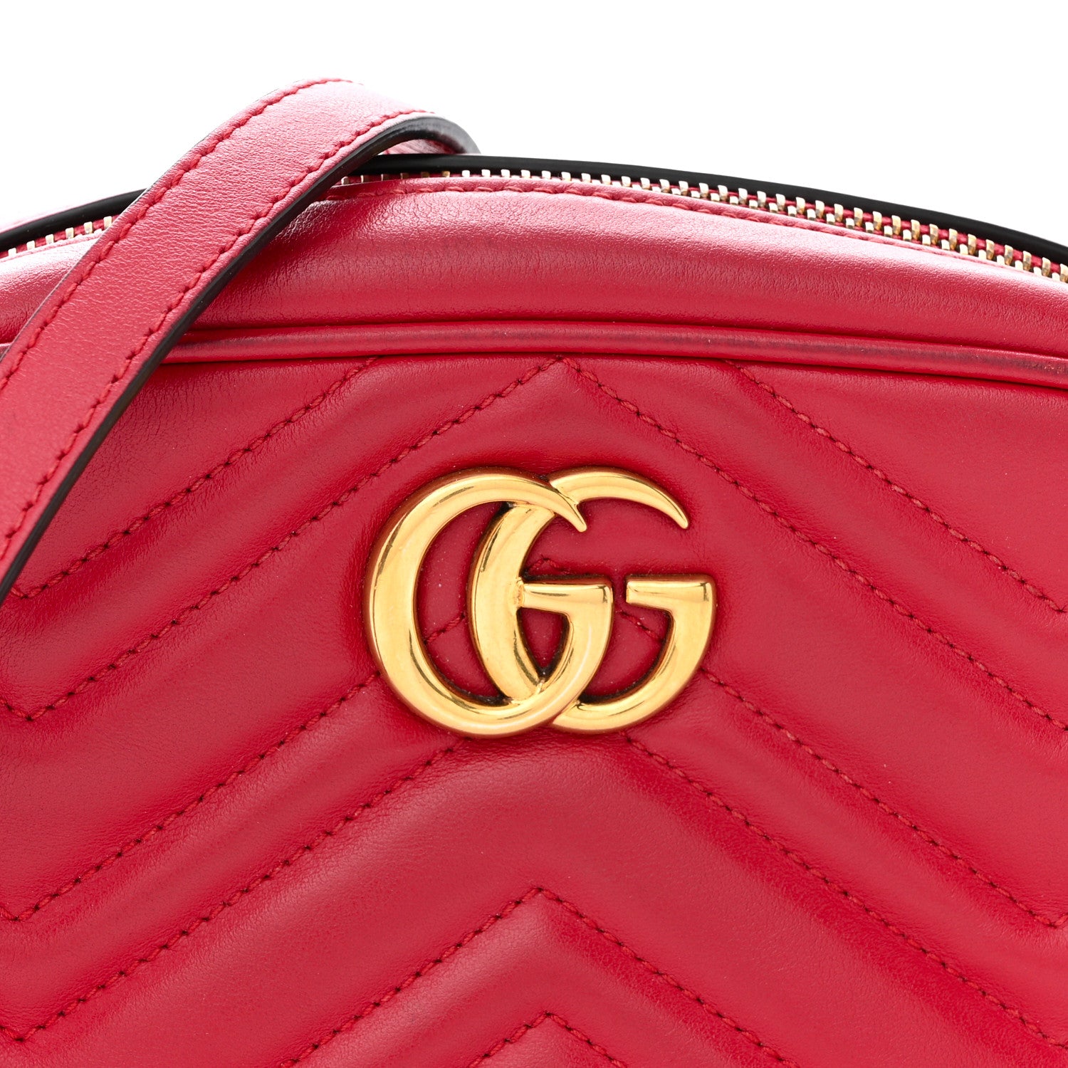 Gucci Calfskin Matelasse Mini GG Marmont Chain Shoulder Bag Hibiscus Red 8 of 12