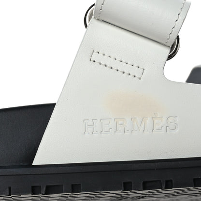 Hermes Calfskin Womens Chypre Sandals 37 White 9 of 9