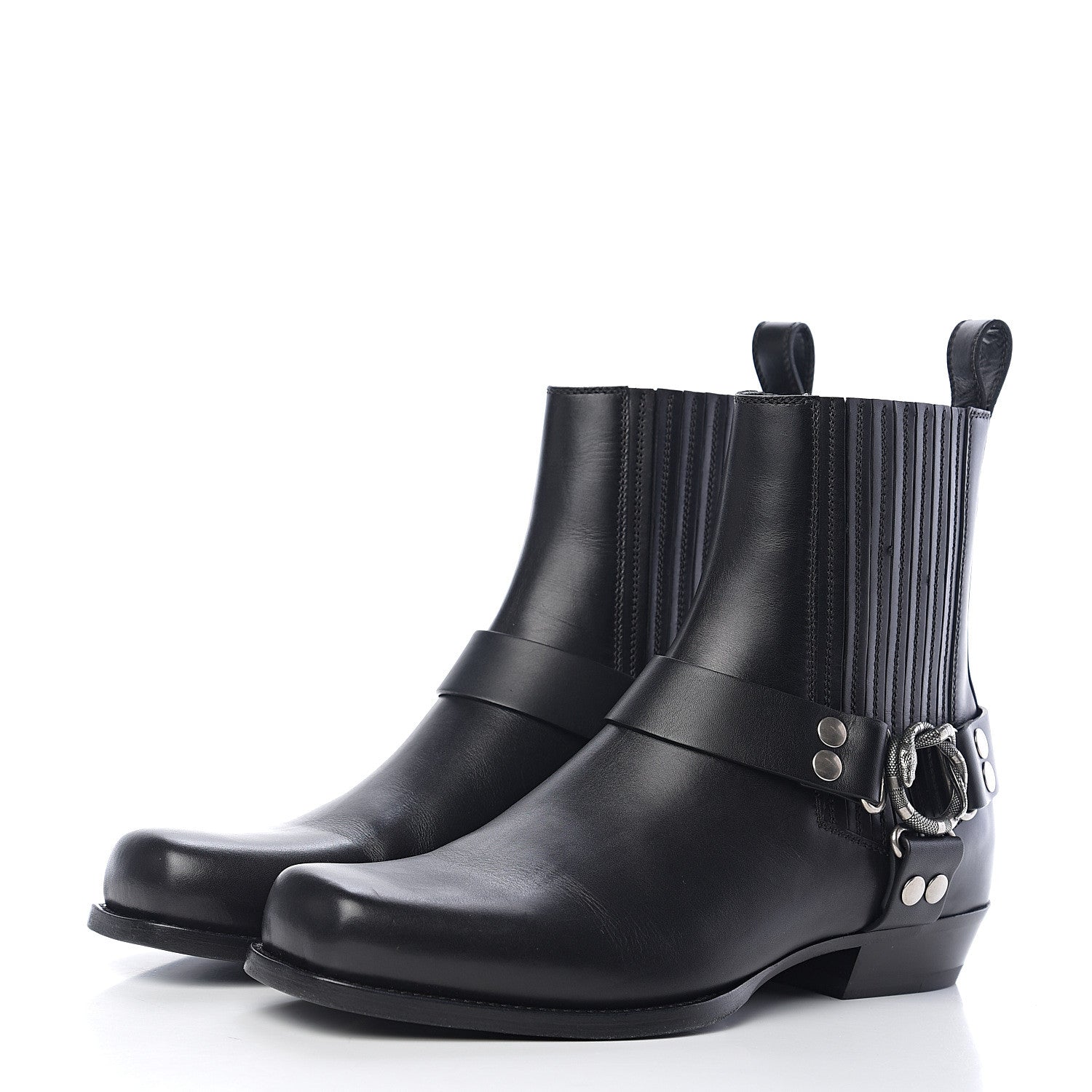 Gucci Calfskin Mens Harness Ankle Boots 8.5 Black 3 of 9