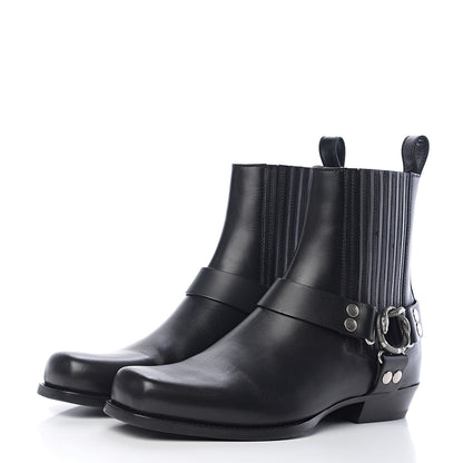 Gucci Calfskin Mens Harness Ankle Boots 8.5 Black 3 of 9