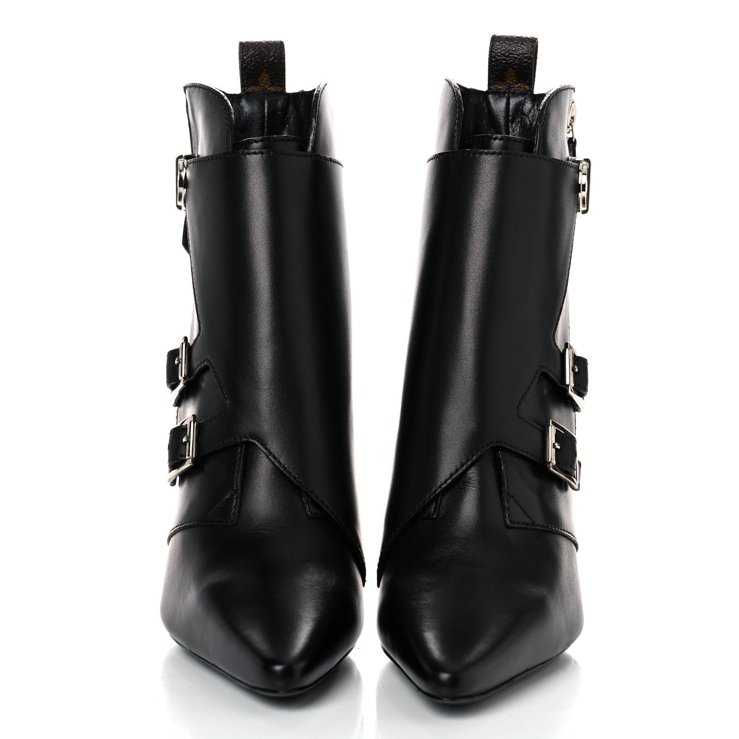 Louis Vuitton Calfskin Monogram Janet Ankle Boots 37 Black 2 of 8