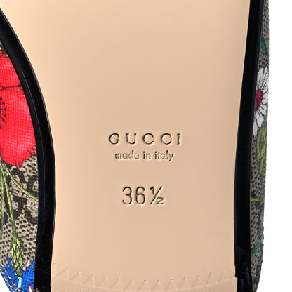 Gucci GG Supreme Monogram Flora Womens Princetown Slippers 36.5 Beige Ebony Multicolor Rosso 6 of 9